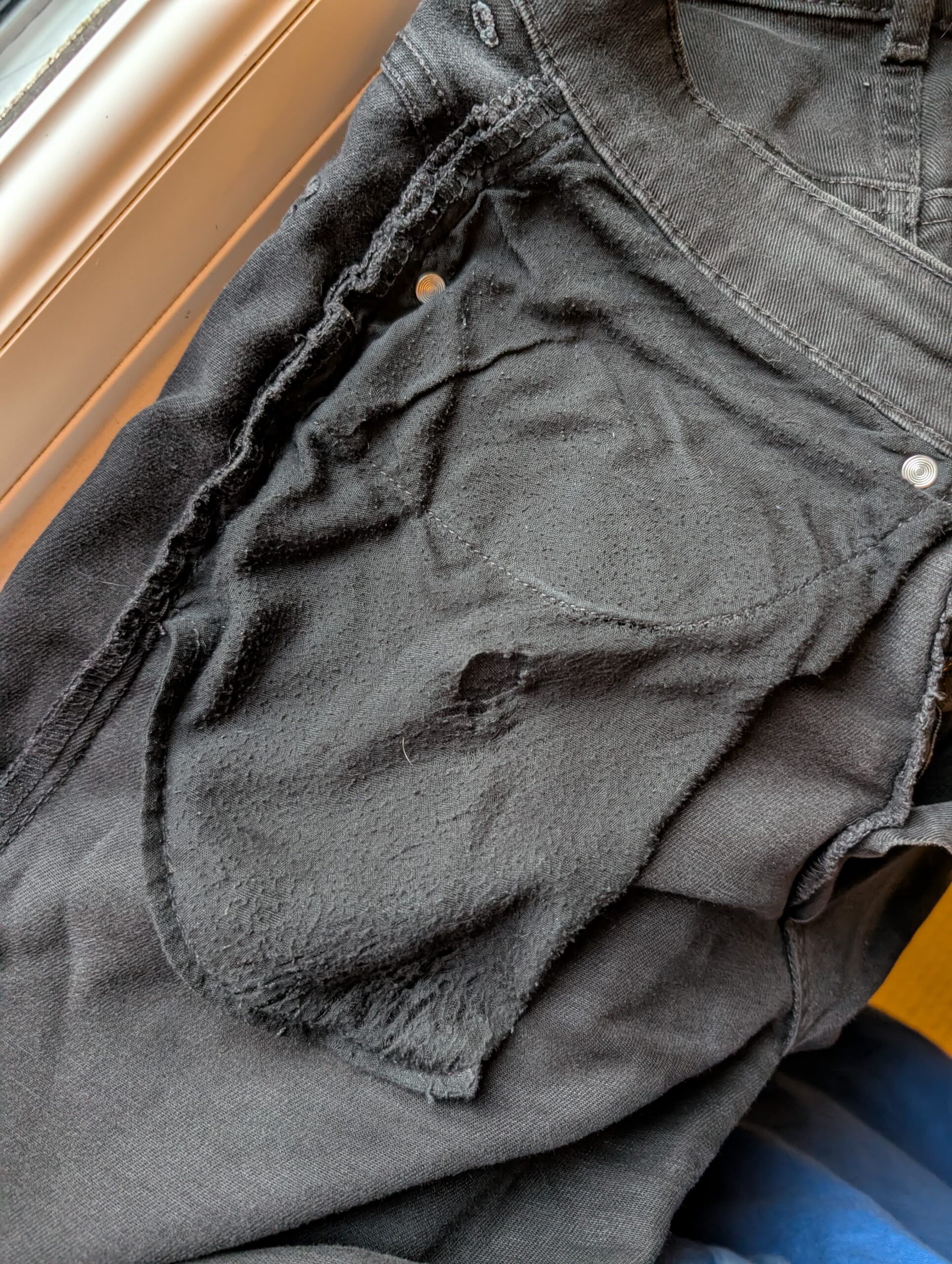 Before: Holes in pockets